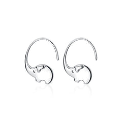 Sterling Silver Elephant Hoop Earrings