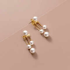 Sterling Silver Elegant Pearl Jacket Earrings