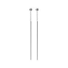 Sterling Silver Bead Stick Threader Earrings