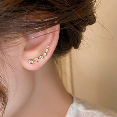 14K Gold-plated Heart Diamond Crawler Earrings