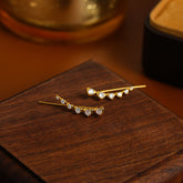 14K Gold-plated Heart Diamond Crawler Earrings