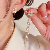 14K Gold Plated Zircon Flower Earrings