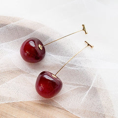 Sterling Silver Cherry Threader Earrings
