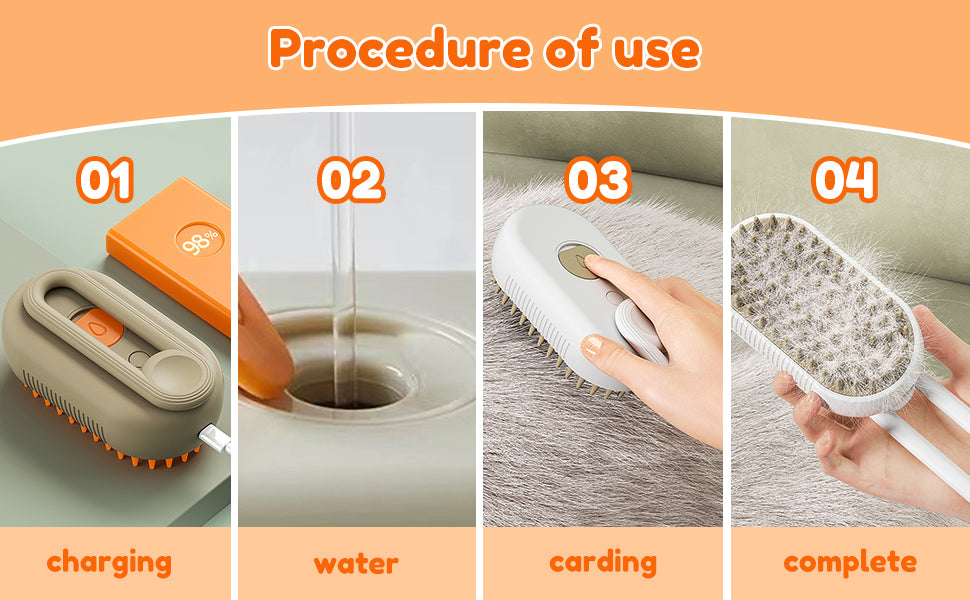 Cat Steam Brush, New 3 in 1 Pet Steam Groomer Brush