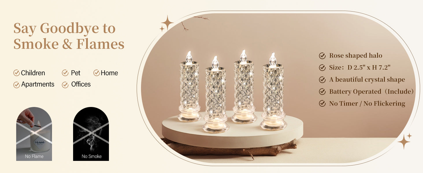 شموع LED بدون لهب من Rose Shadow 