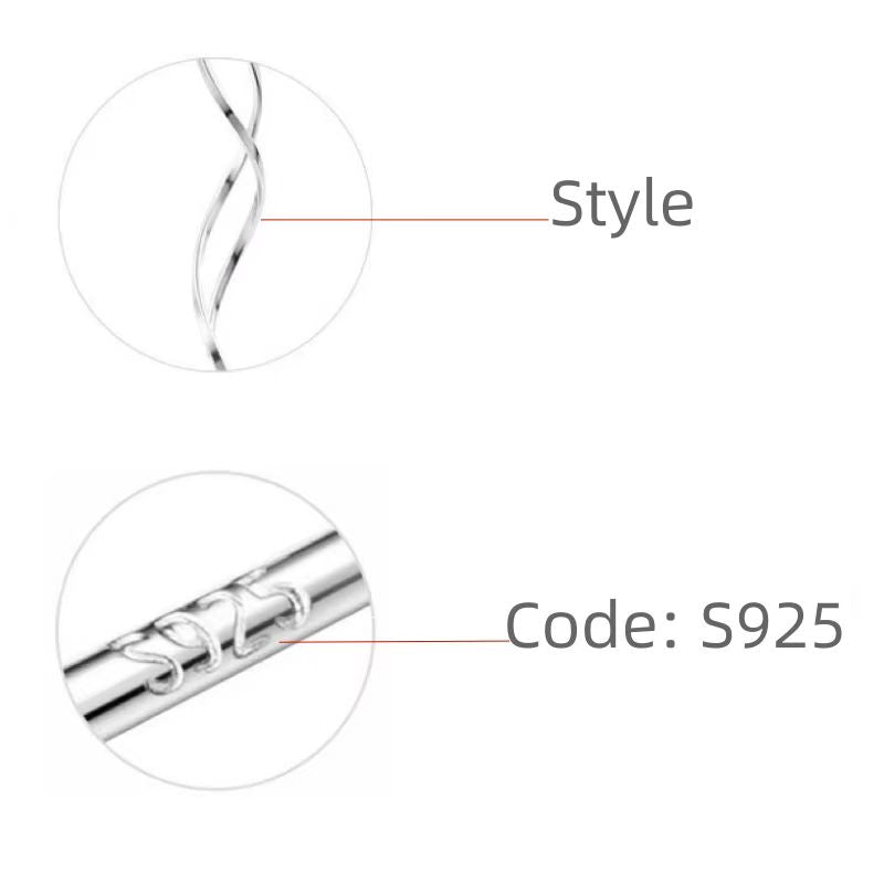 Sterling Silver Wavy Long Earrings