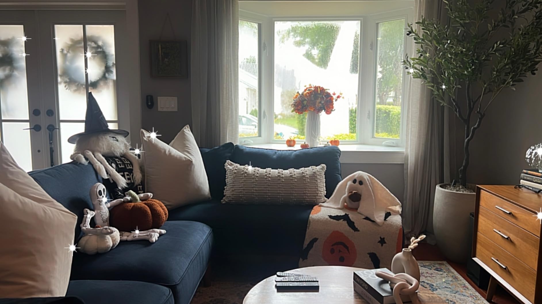 Ghost with Pumpkin Pillow