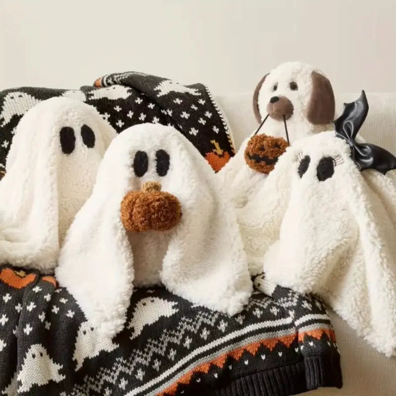 Ghost with Pumpkin Pillow