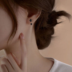 Sterling Silver Black Star Stud Earrings