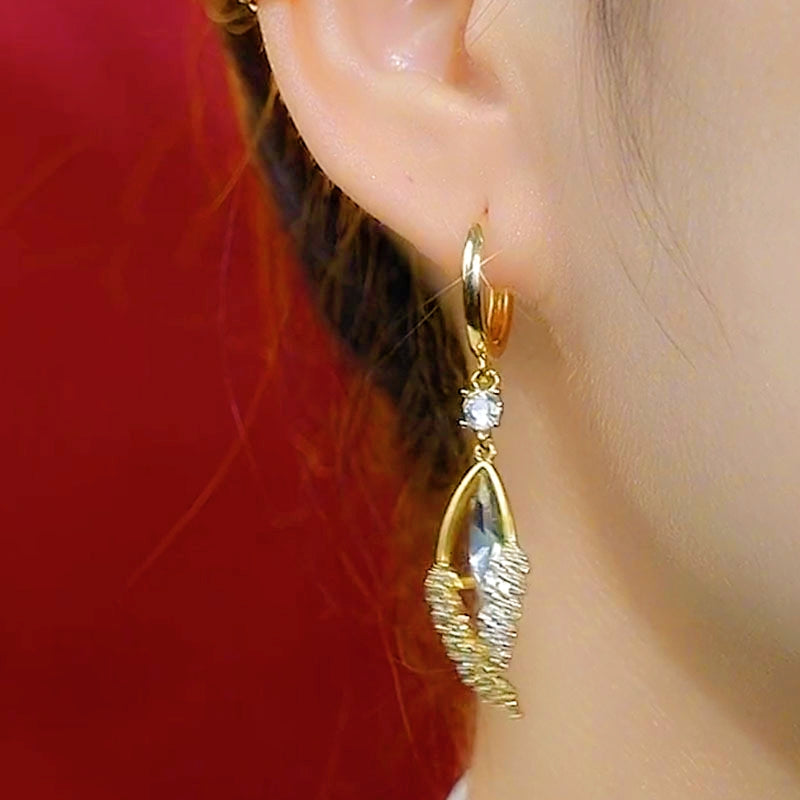 14K Gold-Plated Elegant Cat's Eye Wheat Earrings