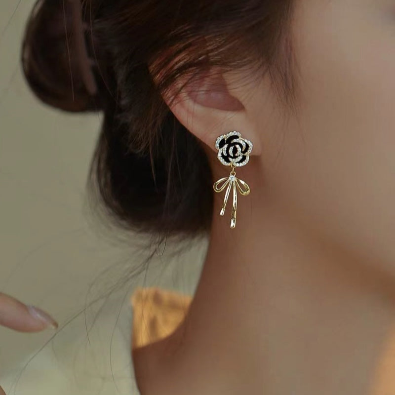 14K Gold-Plated Elegant Zircon Flower Earrings