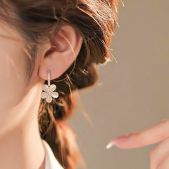 14K Gold-Plated Opal Flower Earrings