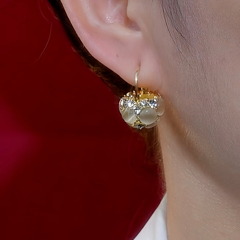 14K Gold-plated Exquisite Opal Flower Basket Earrings