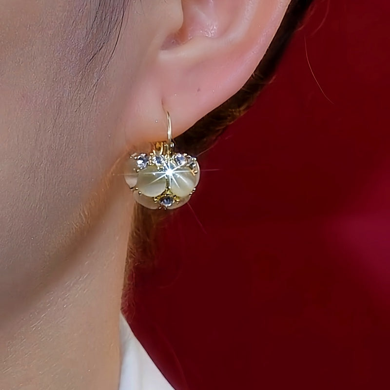 14K Gold-plated Exquisite Opal Flower Basket Earrings