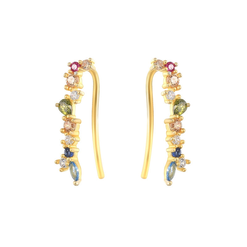 Sterling Silver Luxury Colorful Diamond Crawlers