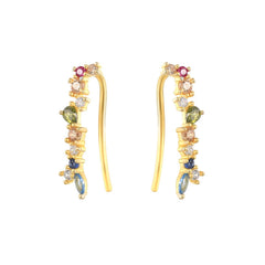 Sterling Silver Luxury Colorful Diamond Crawlers