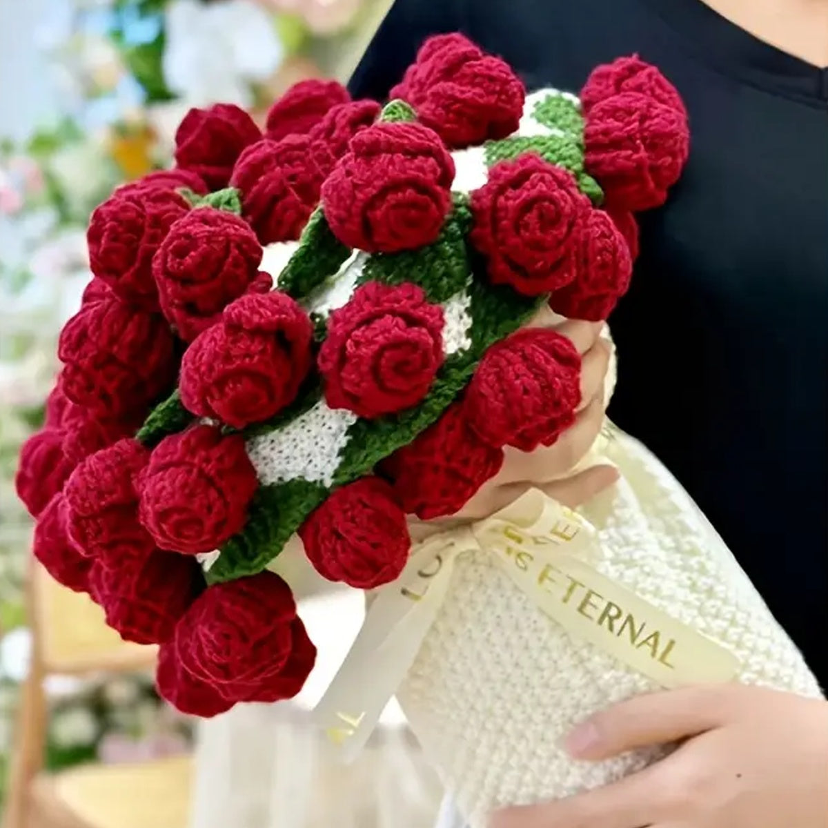 بطانية باقة ورد كروشيه مصنوعة يدويًا 