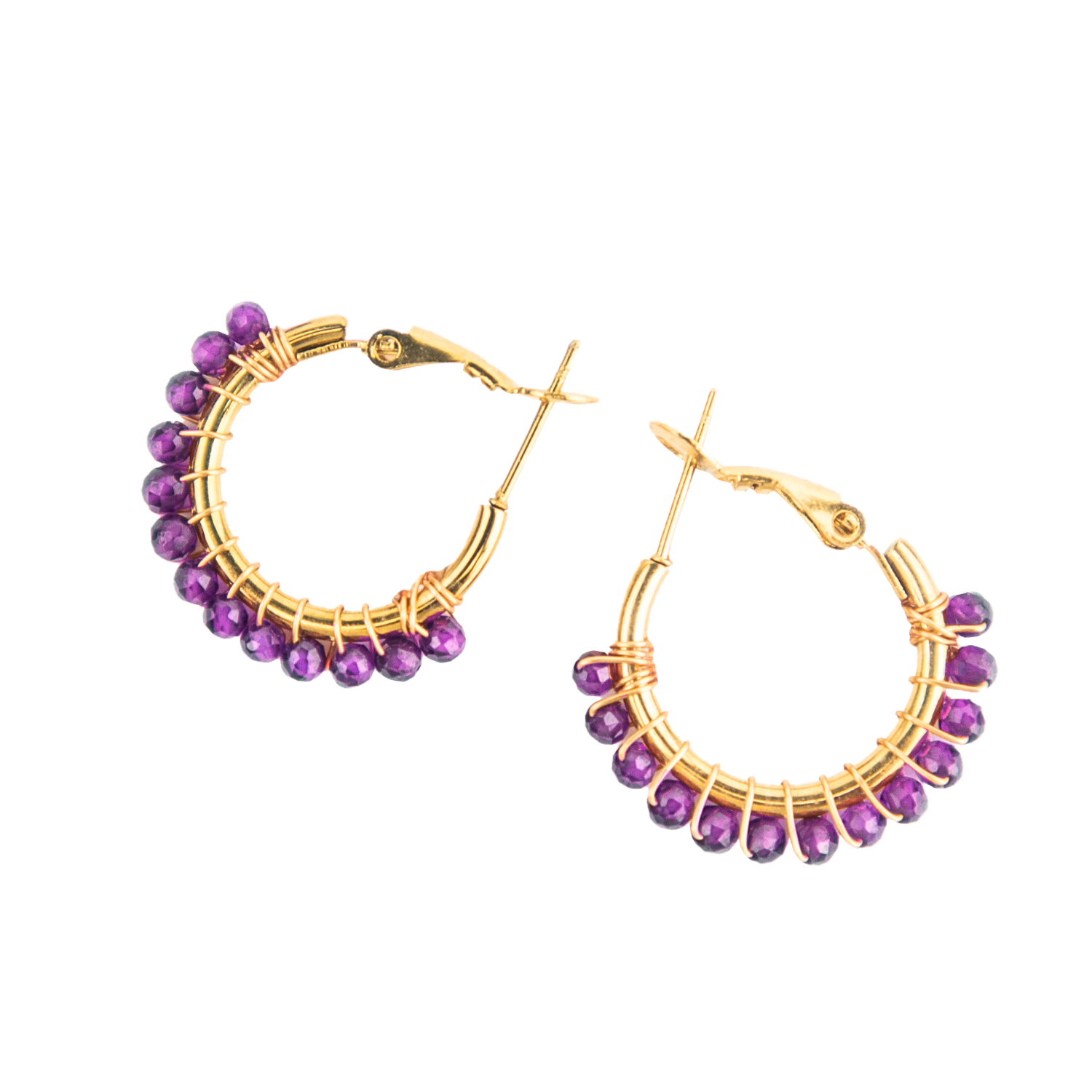 Amethyst Crystal Hoop Earrings