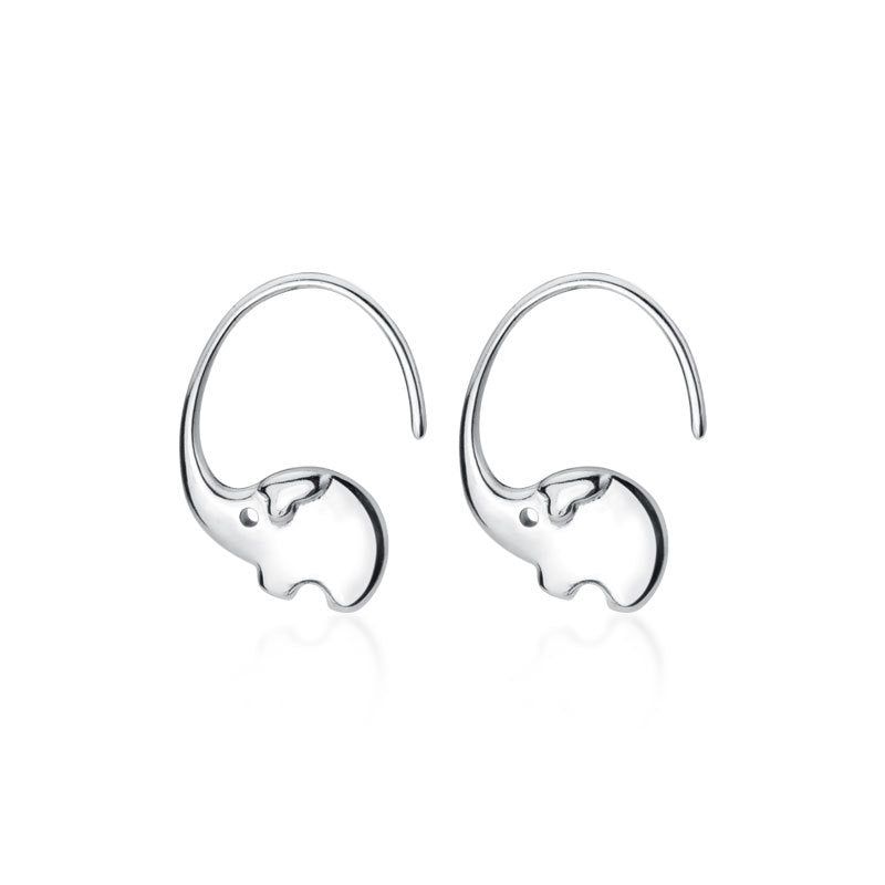Sterling Silver Elephant Hoop Earrings