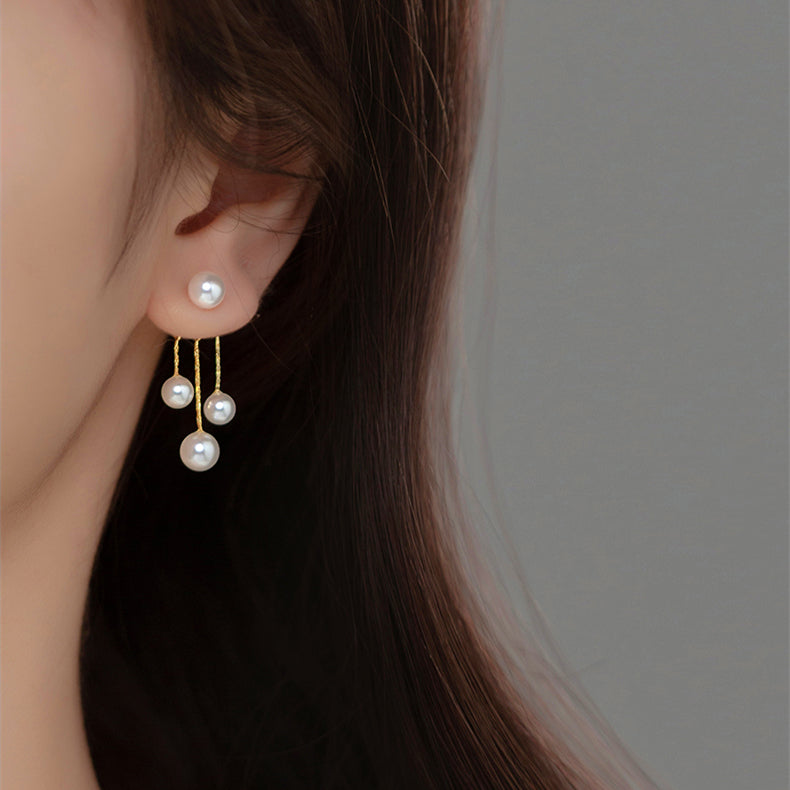 Sterling Silver Elegant Pearl Jacket Earrings