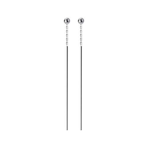 Sterling Silver Bead Stick Threader Earrings