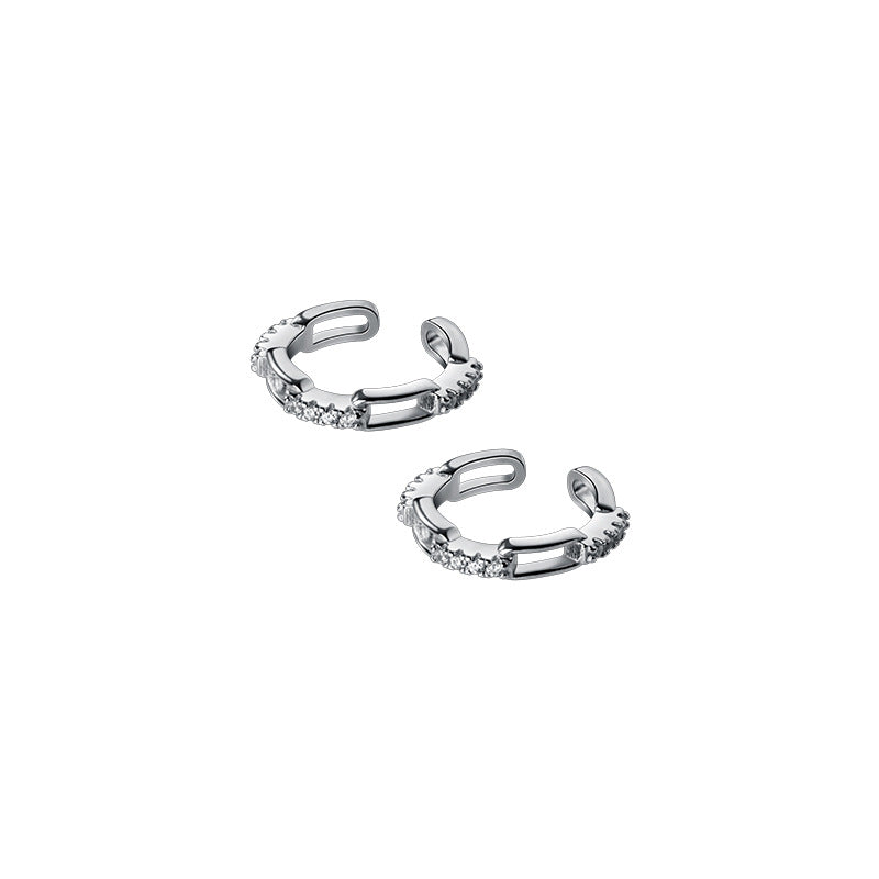 Sterling Silver Hollow Diamond Ear Cuffs(1 Pair)