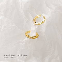 Sterling Silver Hollow Diamond Ear Cuffs(1 Pair)