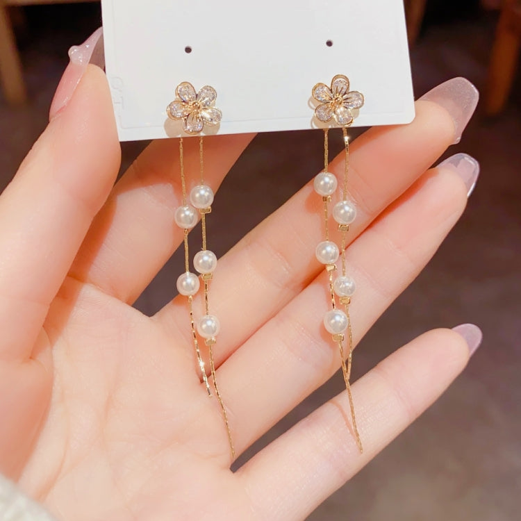 14K Gold Plated Zircon Flower Earrings