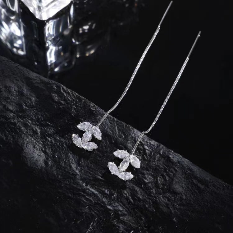 14K Gold-Plated Zircon Threader Earrings